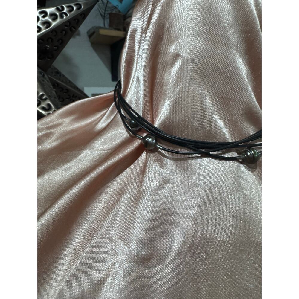 Layered Black Cord Necklace w/ Metallic Beads | Minimalist Statement Choker Y2K